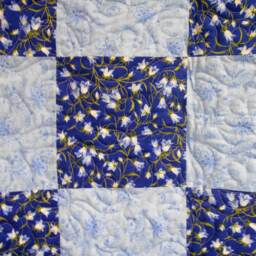 "Handmade Blue Floral Lap Quilt Cotton Throw - 48"" X 64" - thumbnail 2