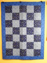 "Handmade Blue Floral Lap Quilt Cotton Throw - 48"" X 64" - thumbnail 1