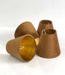 New Made To Order Old Gold Brown Velvet Candle Clip Lamp Shade For Wall & Chandelier Purchase in Multi Colour Lining 15cm H