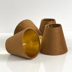 New Made To Order Old Gold Brown Velvet Candle Clip Lamp Shade For Wall & Chandelier Purchase in Multi Colour Lining 15cm H - thumbnail 2