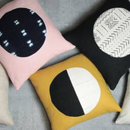 Black & White Mud Cloth Beige Linen Pillow Cover/Various Sizes Artisan Made Natural Plant Dyes Loom Woven Minimalist African Neutral - thumbnail 3