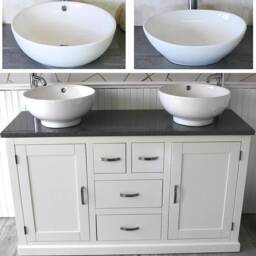 White Painted Bathroom Vanity Unit Cabinet Grey Quartz & Ceramic Basin 603Pgqcbc - thumbnail 1