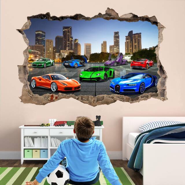 Super Sports Cars Supercar Wall Stickers Mural Decal Print Art Kids Bedroom Decor - image 1