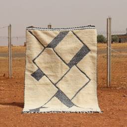 Handmade Geometric Wool Berber Rug Modern Moroccan Design - thumbnail 1