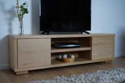 Hand-Crafted Oak Tv Media Cabinet - Stand Storage Solid Clear Finish - thumbnail 1