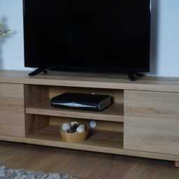 Hand-Crafted Oak Tv Media Cabinet - Stand Storage Solid Clear Finish - thumbnail 4