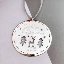 sterling Silver Personalised Babies 1st Christmas Tree Decoration