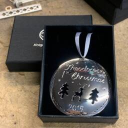 sterling Silver Personalised Babies 1st Christmas Tree Decoration - thumbnail 2