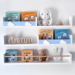 White Floating Shelves Nursery, Scandinavian Kids Bookshelf, Set Of 3 - thumbnail 2