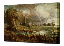 John Constable, Wall Decor Canvas Print, Salisbury Cathedral From The Water Meadows, Ready To Hang, Art - thumbnail 1