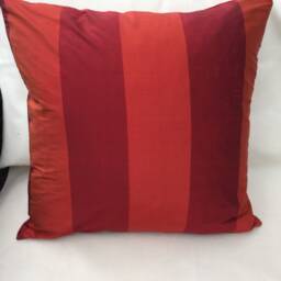 Vibrant Red & Burnt Orange Shantung Silk Pillow Cover - thumbnail 3