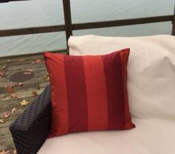 Vibrant Red & Burnt Orange Shantung Silk Pillow Cover - thumbnail 1