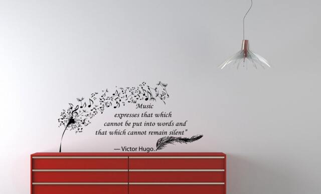 Wall Decals Quote Victor Hugo Dandelion Feather Musical Notes Home Vinyl Decal Sticker Kids Nursery Baby Room Decor V58 - image 1
