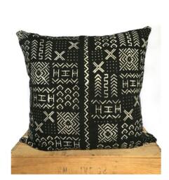 Black & White African Mud Cloth Pillow Cover 18 Inch - thumbnail 1