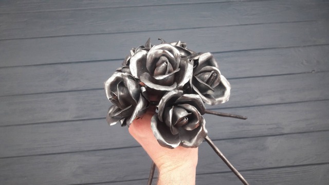 6 Forged Roses, Metal Rose, Bouquet, Flowers, 6Th Anniversary Gift, Gift For Her, Iron Gifts, Blackmith - image 1