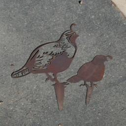 Rustic Recycled Steel Quail Family Garden Art, Set Of 5 - thumbnail 3