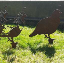 Rustic Recycled Steel Quail Family Garden Art, Set Of 5