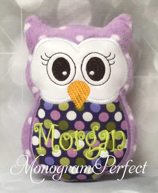 Morgan - Already Personalized Purple Polka Dot Mini Owl Baby Rattle - Ready To Ship - image 1