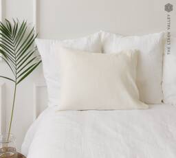 Off White Linen Pillow Case - Ivory Softened Pillow - Housewife, Standard, Queen, King Size Housewife Cream