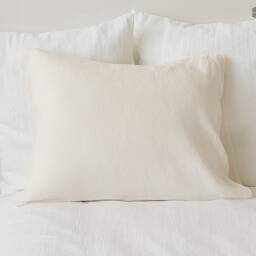 Off White Linen Pillow Case - Ivory Softened Pillow - Housewife, Standard, Queen, King Size Housewife Cream - thumbnail 2