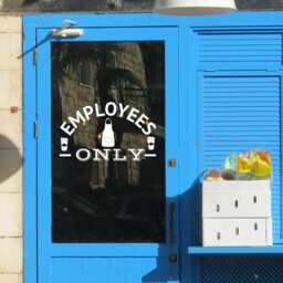 Employees Only Coffee Shop/ Bakery Business Sign - Modern Vinyl Quote Wall Decal For Businesses