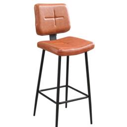 Industrial Diner Bar Stool Faux Leather Counter Height Stool, 72cm - thumbnail 2