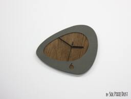 Organic Shape Concrete With Wood Wall Clock - Minimal Modern N6 Home Decor Housewarming Gift - thumbnail 1