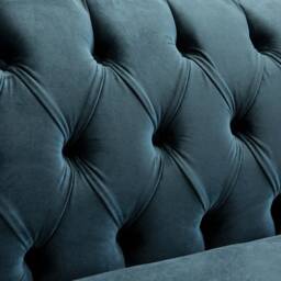 Large British Handmade 3 Seater Duck Egg Blue Velvet Fabric Chesterfield Sofa - thumbnail 2