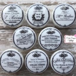 Black White Knobs Kitchen French Vintage Dresser Drawer Handmade Pulls France Shabby Chic Cottage Provincial Farmhouse Distressed - thumbnail 3