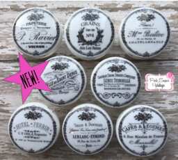 Black White Knobs Kitchen French Vintage Dresser Drawer Handmade Pulls France Shabby Chic Cottage Provincial Farmhouse Distressed - thumbnail 1
