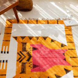 Handmade Block Printed Tiger Rug Colorful Cotton Area Rug - 4x6 - thumbnail 4