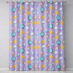 Cute Kawaii Space Rockets Planets Globes Suns Stars Purple Seamless Pattern Readymade Eyelet Ring Top Thermal 100% Blackout Curtains - thumbnail 2