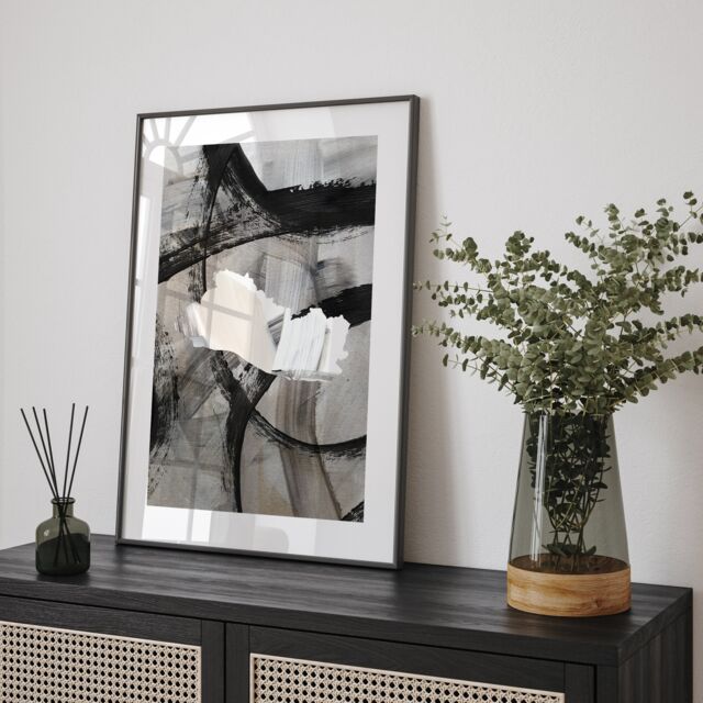 El Salvador Map - Black & Grey Abstract Painting Of Wall Art Print Traval Poster - image 1