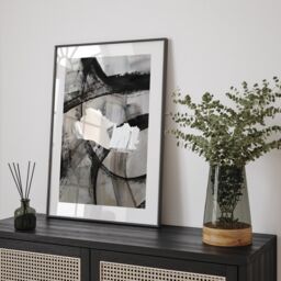 El Salvador Map - Black & Grey Abstract Painting Of Wall Art Print Traval Poster - thumbnail 1