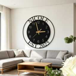Custom Name & Est Large Metal Wall Clock, Silent Clock For Wall, Personalized Last New Home Gift, Oversize Family Gift - thumbnail 2