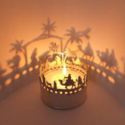 Nativity Scene Orient Shadow Play Mesmerizing Candle Attachment For Beautiful Christmas Decor - Perfect Holiday Gift - thumbnail 1