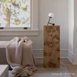 Burlwood Plinth Column Wood Veneer Display Stand - 30x30x75cm - thumbnail 3