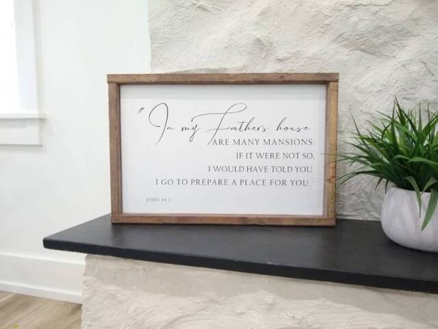 In My Father's House, John 14, Many Rooms, Mansions, Wood Sign, Scripture, Bible Verse, Christian, Home & Living, Wall Decor - image 1