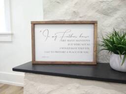 In My Father's House, John 14, Many Rooms, Mansions, Wood Sign, Scripture, Bible Verse, Christian, Home & Living, Wall Decor - thumbnail 1