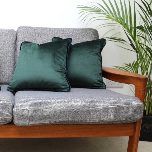 Forest Green Velvet Scatter Cushion Covers With Contrasting Piping in Luxury Plush Velvet. Blue/Orange/Green/Teal/Mustard Throw Pillows - image 1
