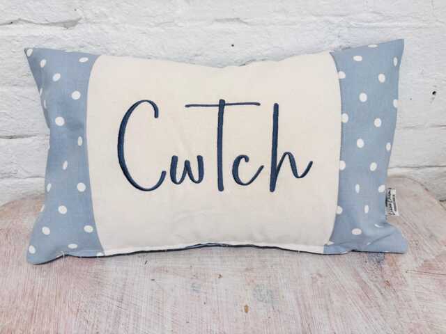 Costal Cwtch Long Cushion - Blue Dotty - image 1