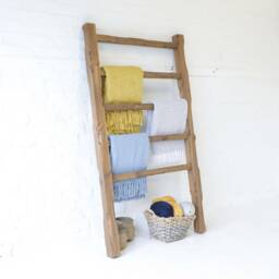 Chunky Wood Ladder - Blankets, Scarves, Towels, Jewellery Holder Main Image Jacobean Irregular Design - thumbnail 3