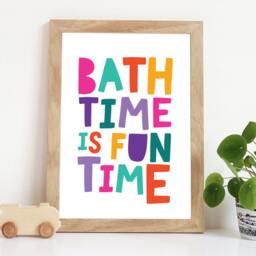 Bath Time Print, Kids Bathroom Prints, Wall Art, Sign, Decor, Girls Nursery Rainbow, Rules - thumbnail 1