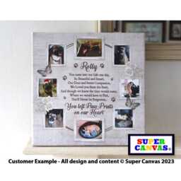 Dog Cat Paw Prints On Heart Personalised Handmade Pet Portrait Memorial Loss Photo Picture Collage Framed Canvas Print Christmas Gift - thumbnail 1