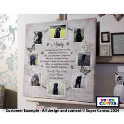 Dog Cat Paw Prints On Heart Personalised Handmade Pet Portrait Memorial Loss Photo Picture Collage Framed Canvas Print Christmas Gift - thumbnail 2
