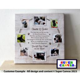 Dog Cat Paw Prints On Heart Personalised Handmade Pet Portrait Memorial Loss Photo Picture Collage Framed Canvas Print Christmas Gift - thumbnail 3