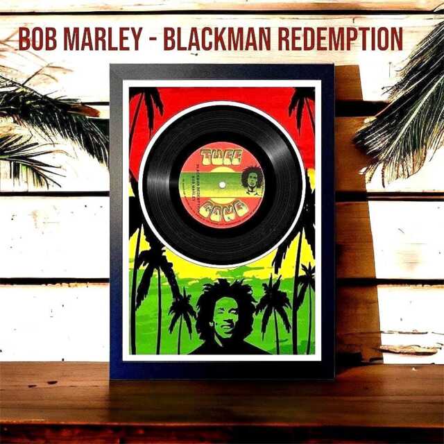 Framed Vinyl Record - Bob Marley Blackman Redemption Reggae Music Merch Memorabilia Unique Gift Idea 70S Wall Art - image 1