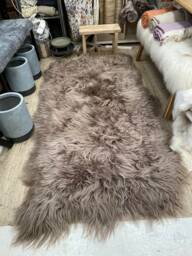 Large Taupe , Pale Brown Genuine Icelandic Sheepskin Rug Sheepskin. Brown Long Wool Luxury