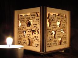 Cat Tealight Lantern Laser Cut Wood Candle Holder, Lover Gift - thumbnail 1