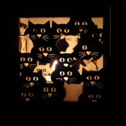 Cat Tealight Lantern Laser Cut Wood Candle Holder, Lover Gift - thumbnail 3